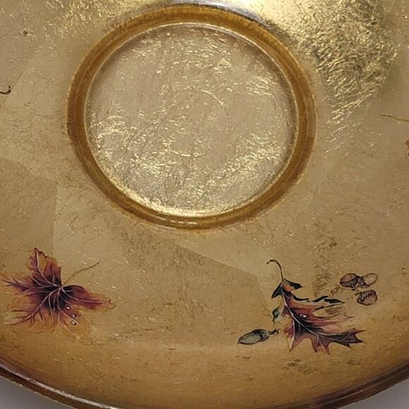 Glass Gold Leaf Bowl Crinkle Foil Decorative Fall Leaves Plate Fall Season - Picture 8 of 12